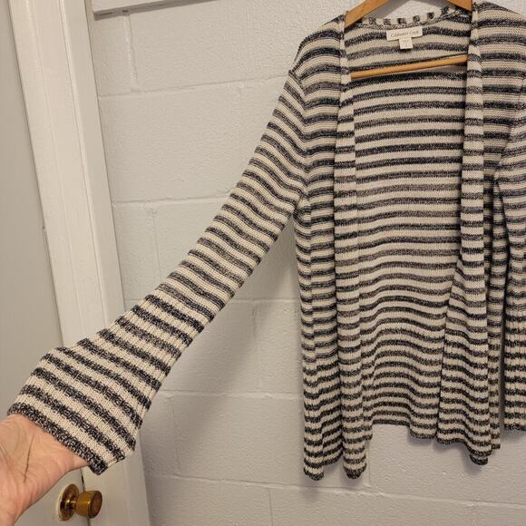 Coldwater Creek Cardigan S/8 Coastal Grandma Lagenlook Metallic Striped #366 - Picture 4 of 12
